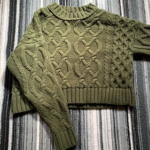 TopShop Cropped Green Knit Sweater